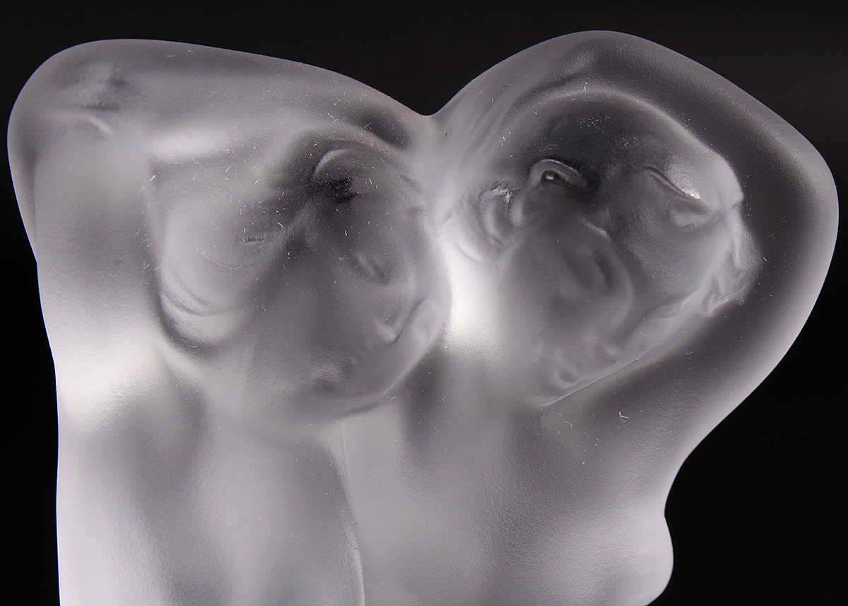 Lalique France Crystal "Pan and Diane" Sculpture