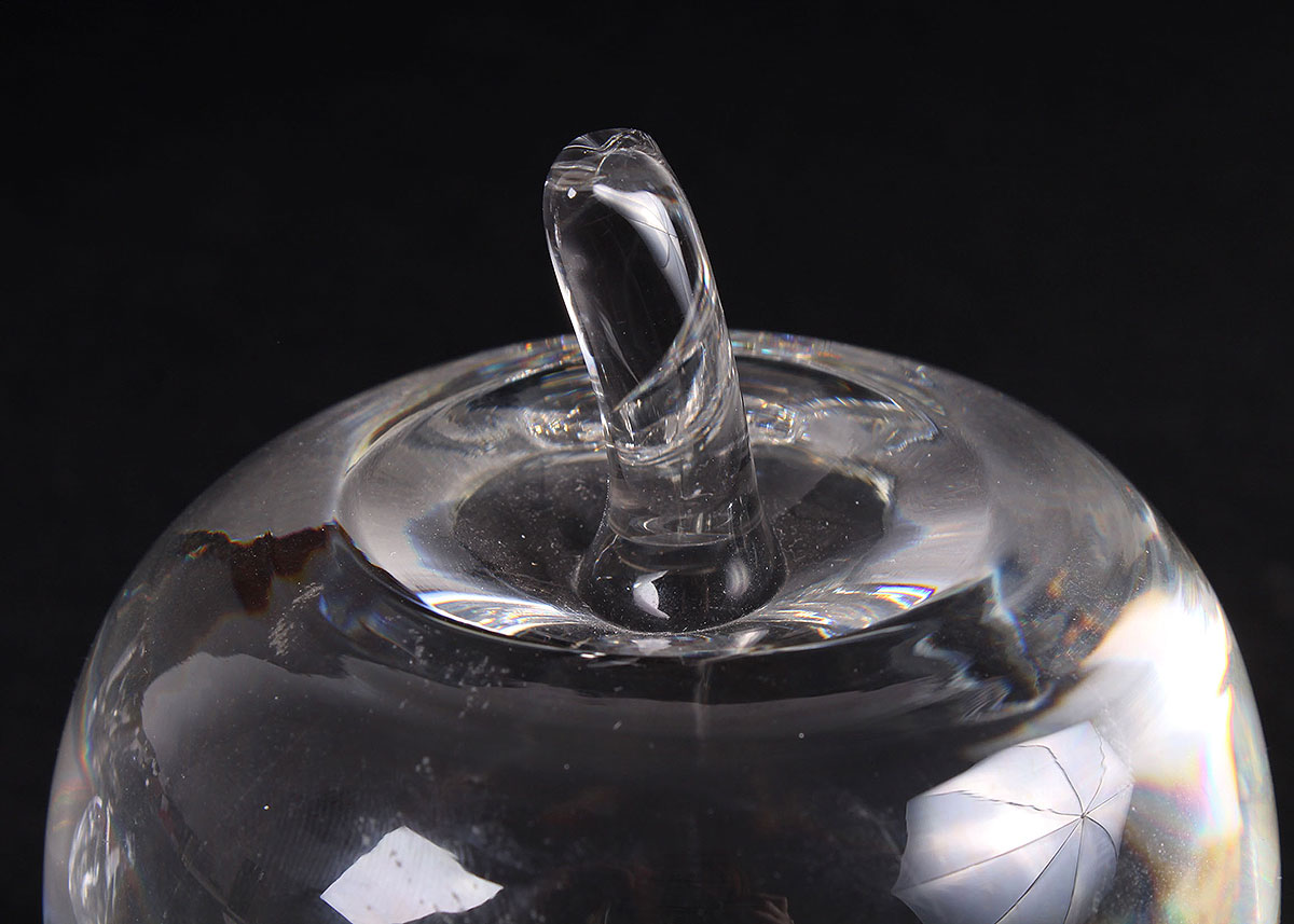 Steuben Glass Apple, Villeroy & Boch Frog, and a Glass Bear Sculpture