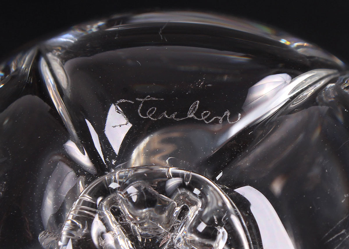 Steuben Glass Apple, Villeroy & Boch Frog, and a Glass Bear Sculpture