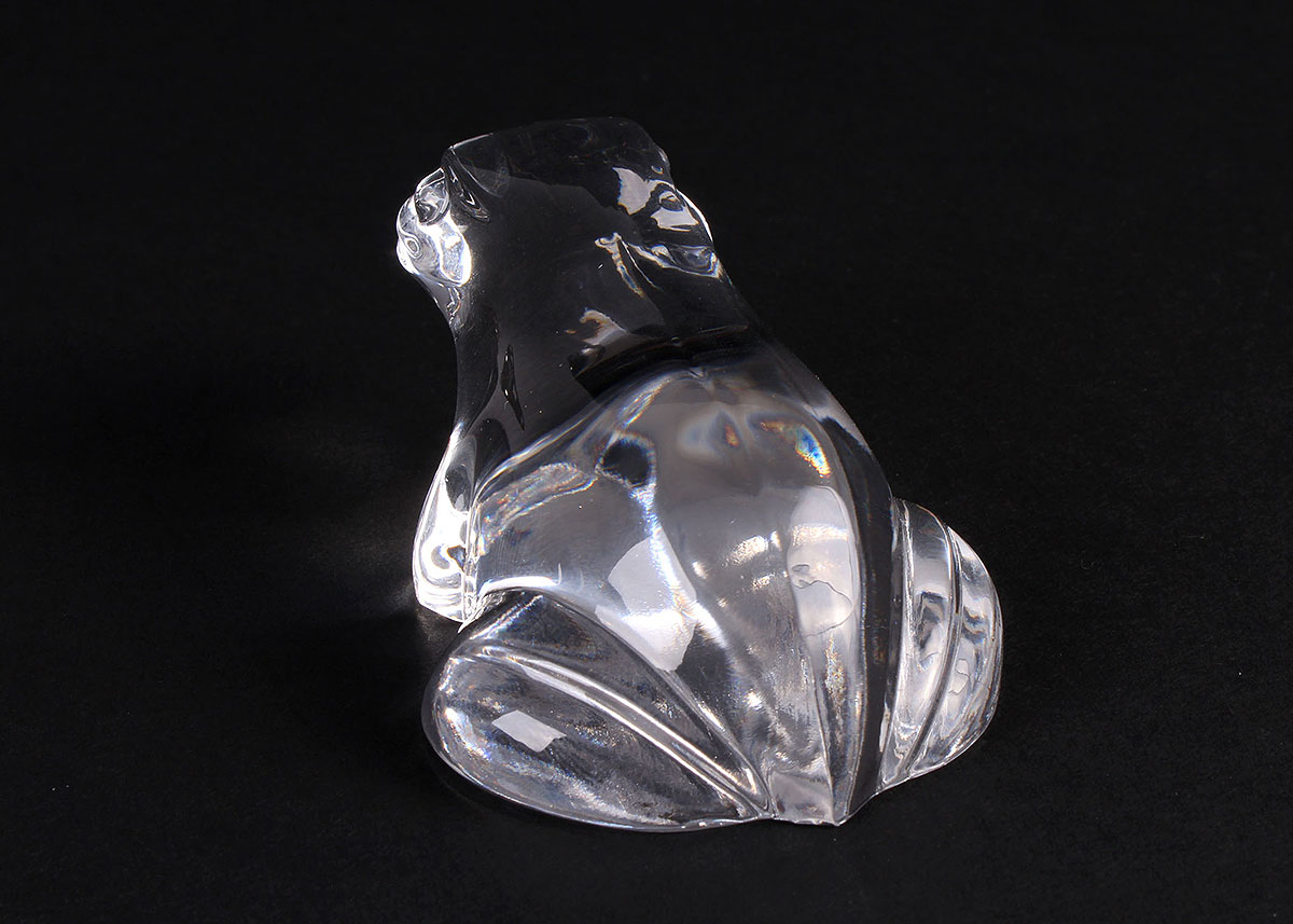 Steuben Glass Apple, Villeroy & Boch Frog, and a Glass Bear Sculpture