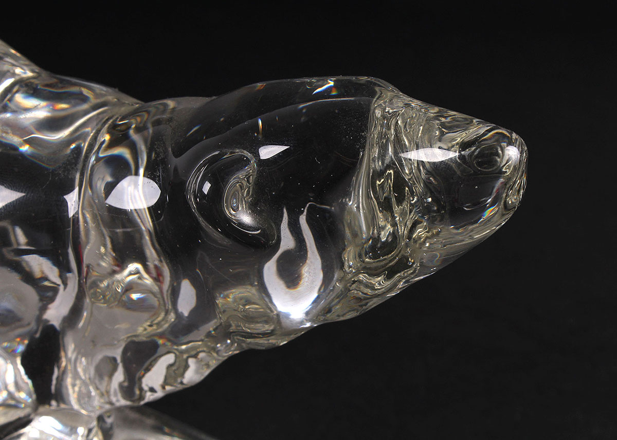 Steuben Glass Apple, Villeroy & Boch Frog, and a Glass Bear Sculpture