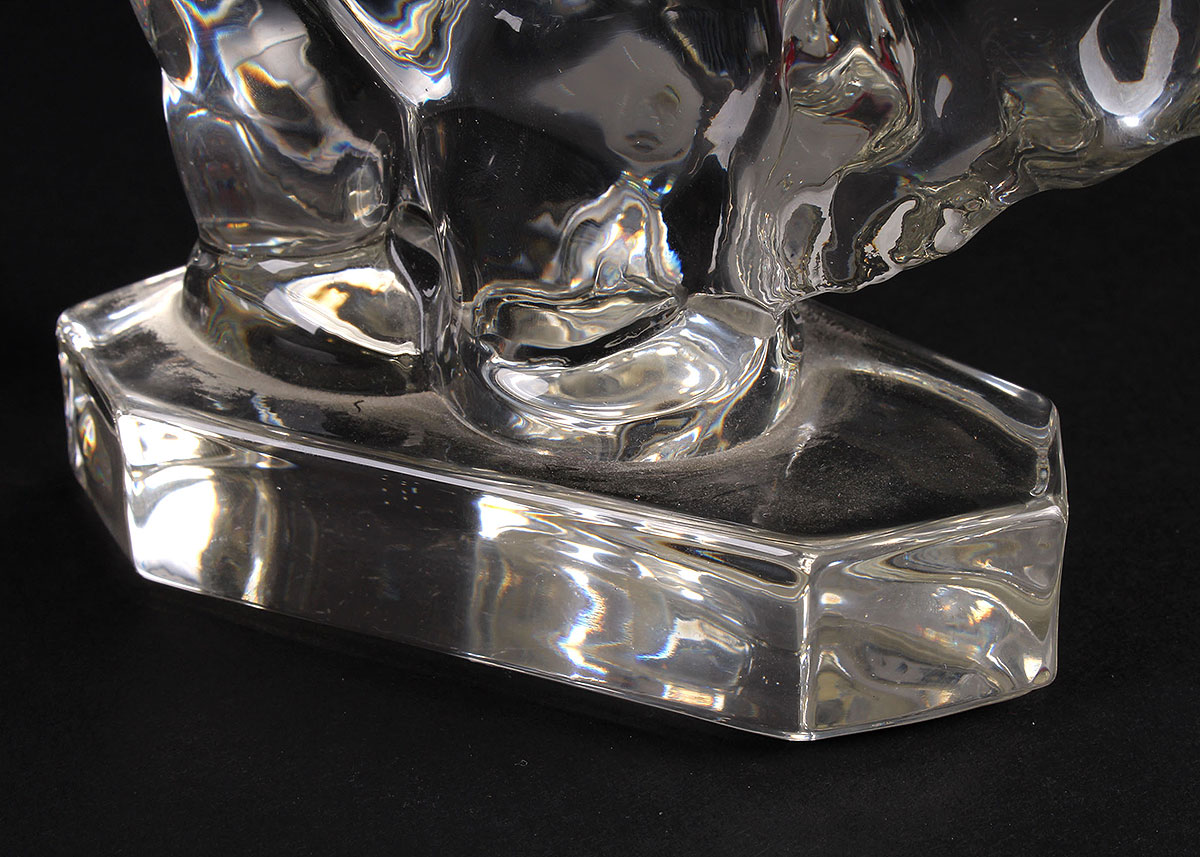 Steuben Glass Apple, Villeroy & Boch Frog, and a Glass Bear Sculpture