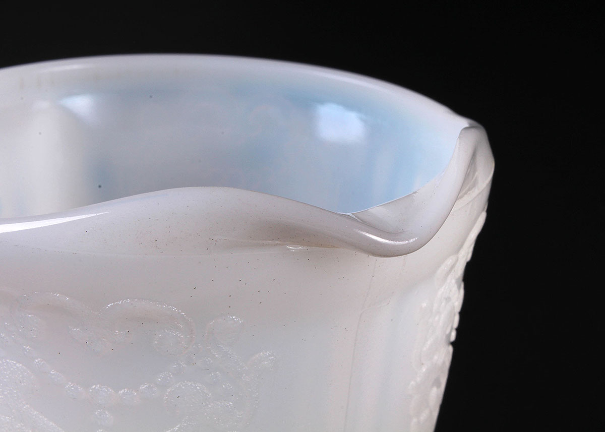 Opalescent Creamer and Sugar Pair with Floral Motif