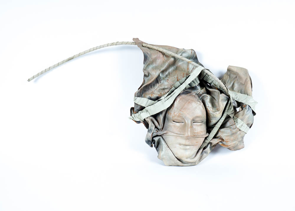 Dominique Caron Leather Art Mask Pair, Signed, Numbered, and Dated