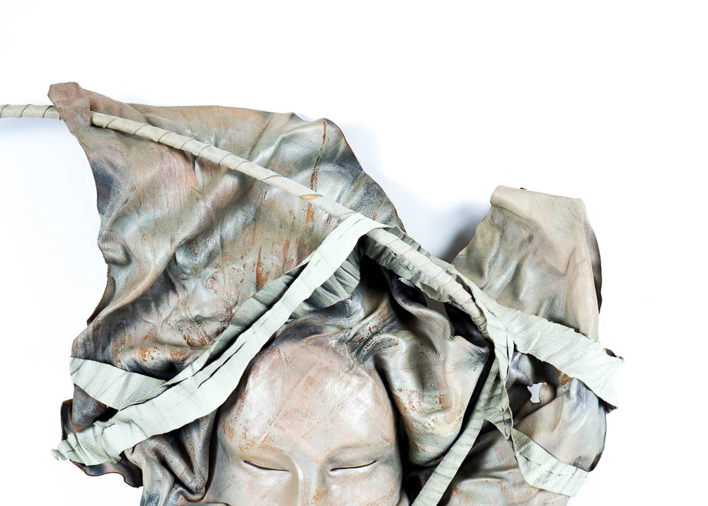 Dominique Caron Leather Art Mask Pair, Signed, Numbered, and Dated