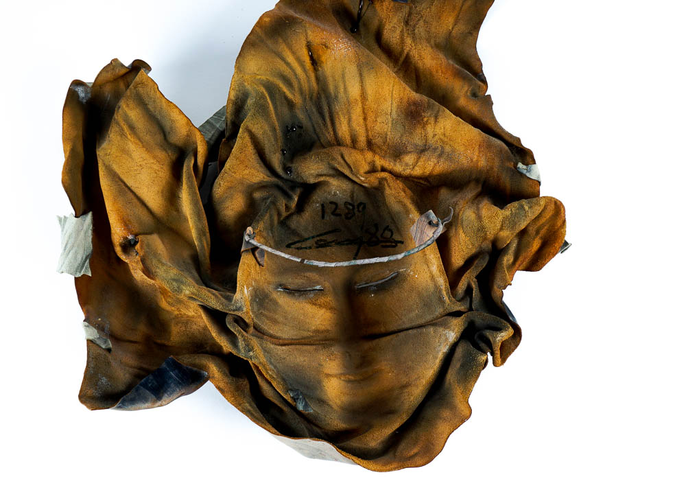 Dominique Caron Leather Art Mask Pair, Signed, Numbered, and Dated