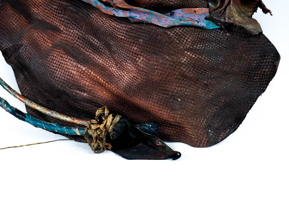 Dominique Caron Leather Art Mask Pair, Signed, Numbered, and Dated