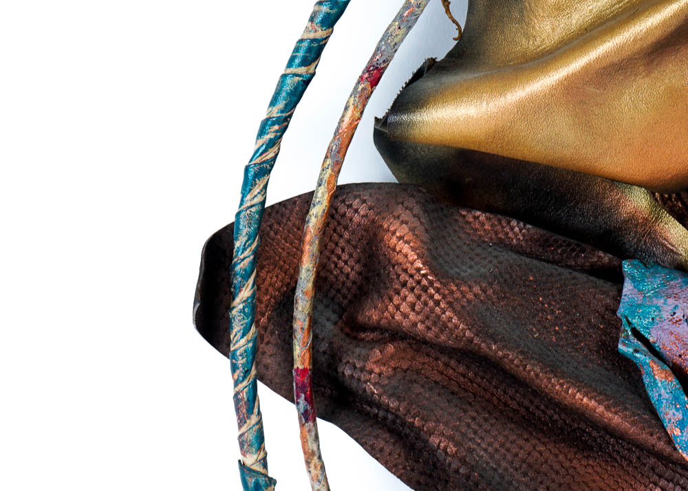 Dominique Caron Leather Art Mask Pair, Signed, Numbered, and Dated