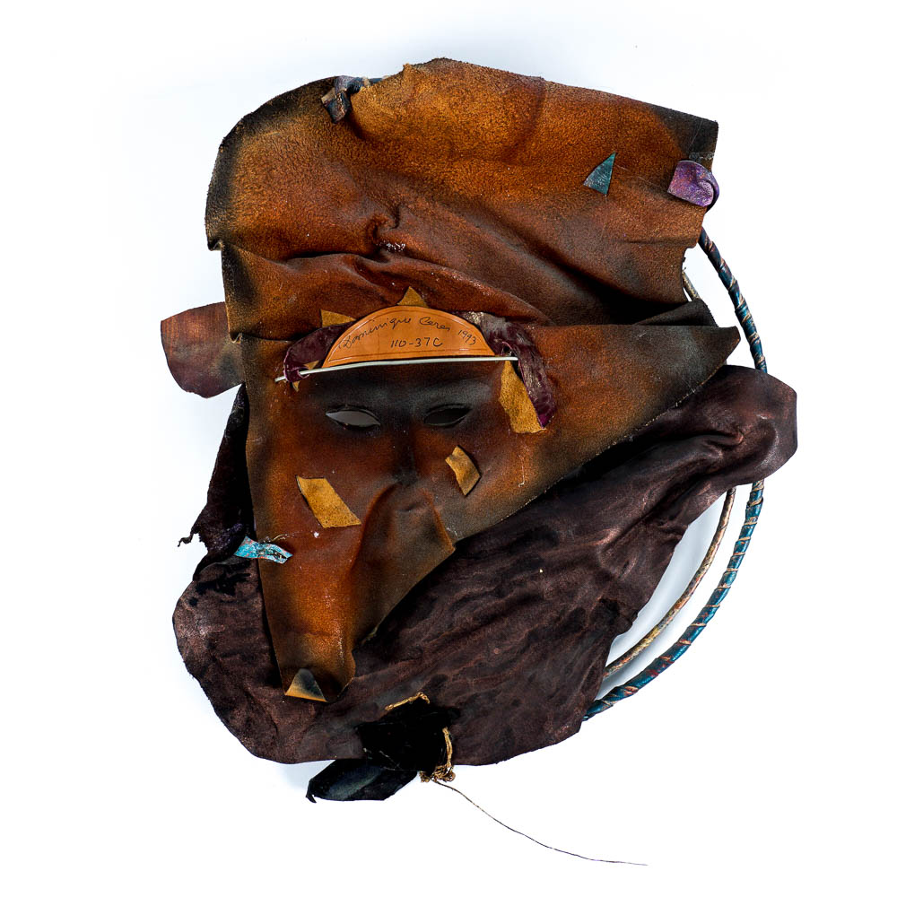 Dominique Caron Leather Art Mask Pair, Signed, Numbered, and Dated