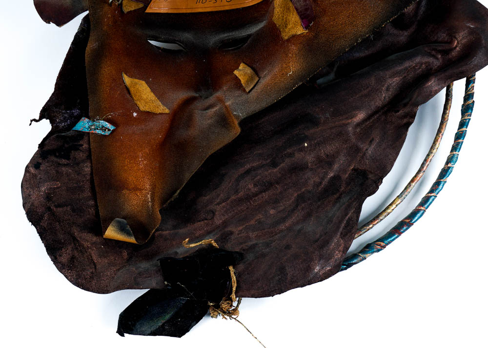 Dominique Caron Leather Art Mask Pair, Signed, Numbered, and Dated