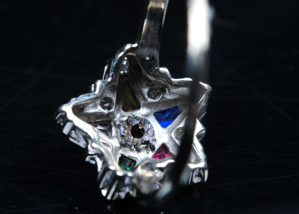 Ladies 14K White Gold Eastern Star Ring