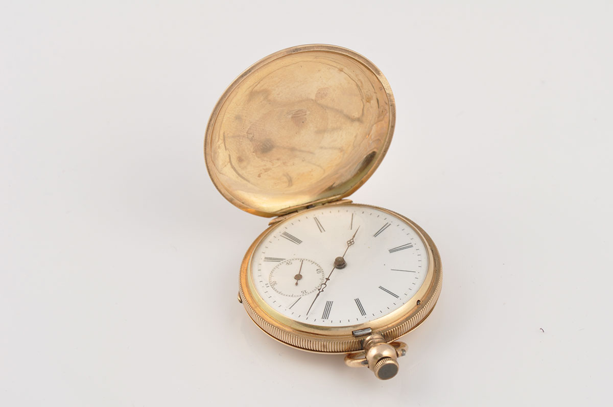 Antique 14 Karat Yellow Gold Ami Richard Hunting Case Pocket Watch