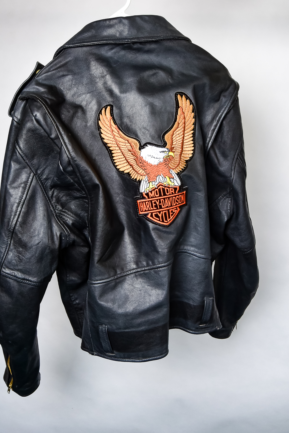Leather Jacket and Vest with Harley Davidson Patches