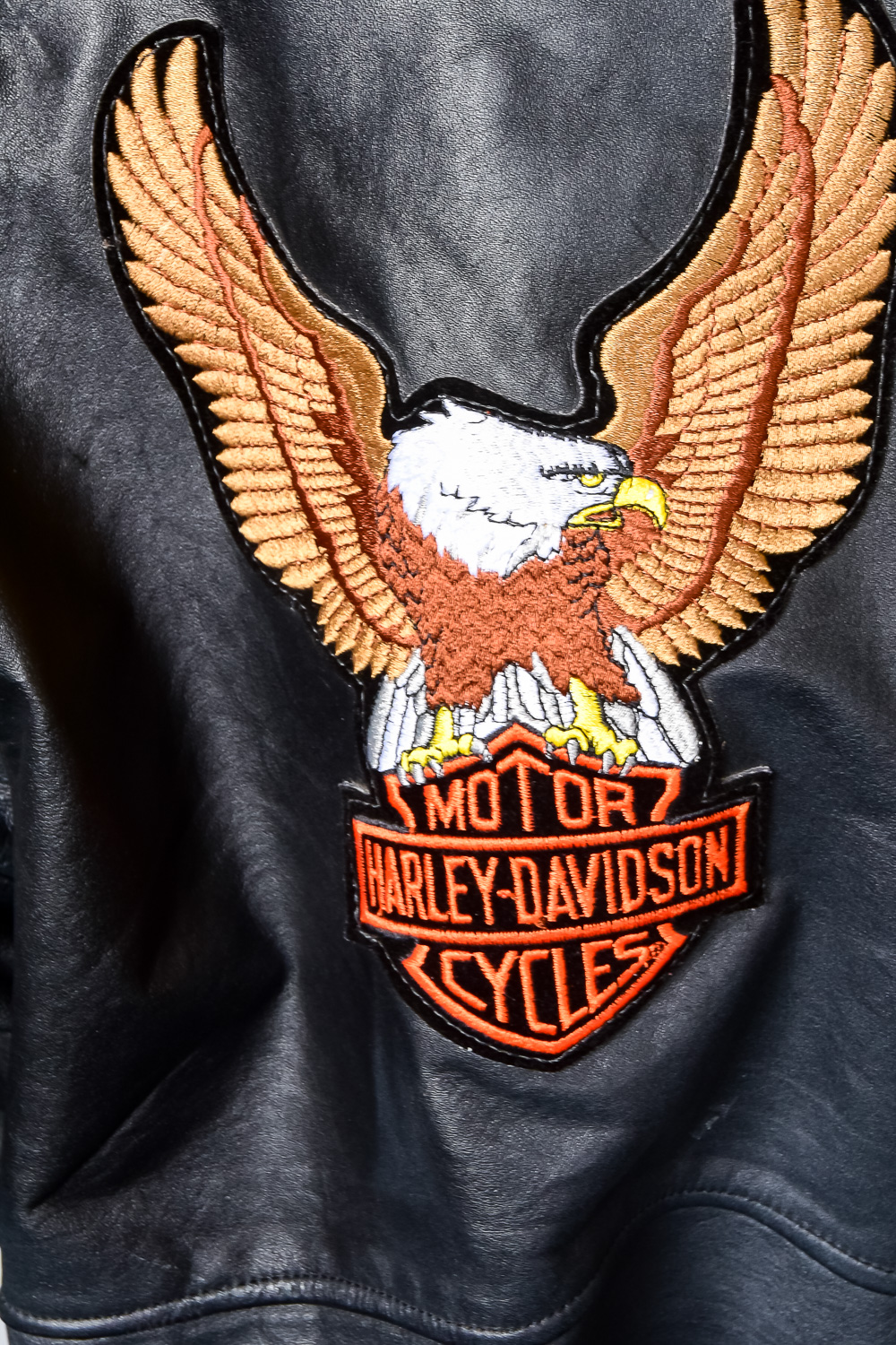Leather Jacket and Vest with Harley Davidson Patches