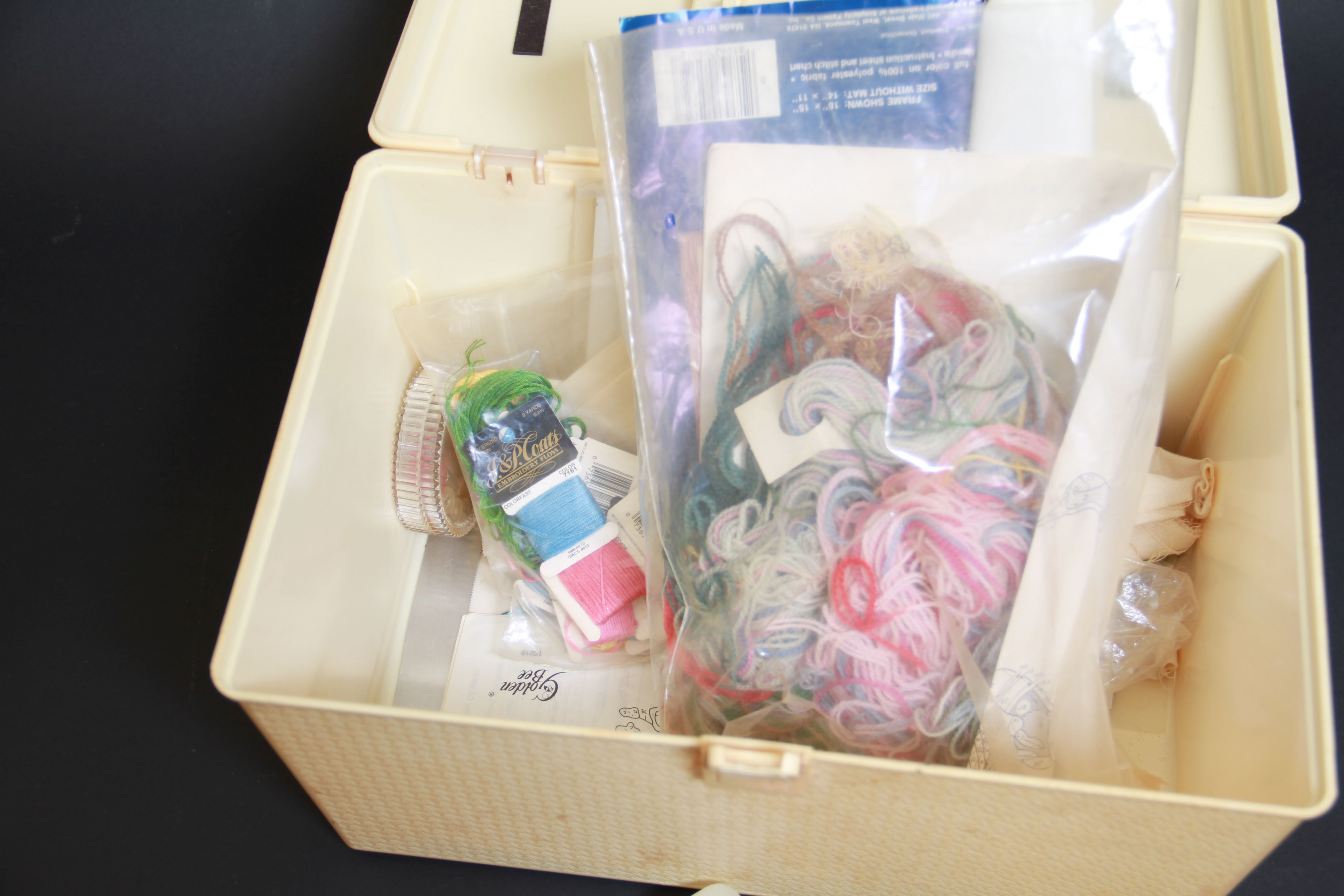 Vintage Sewing Box and Embroidery Hoops