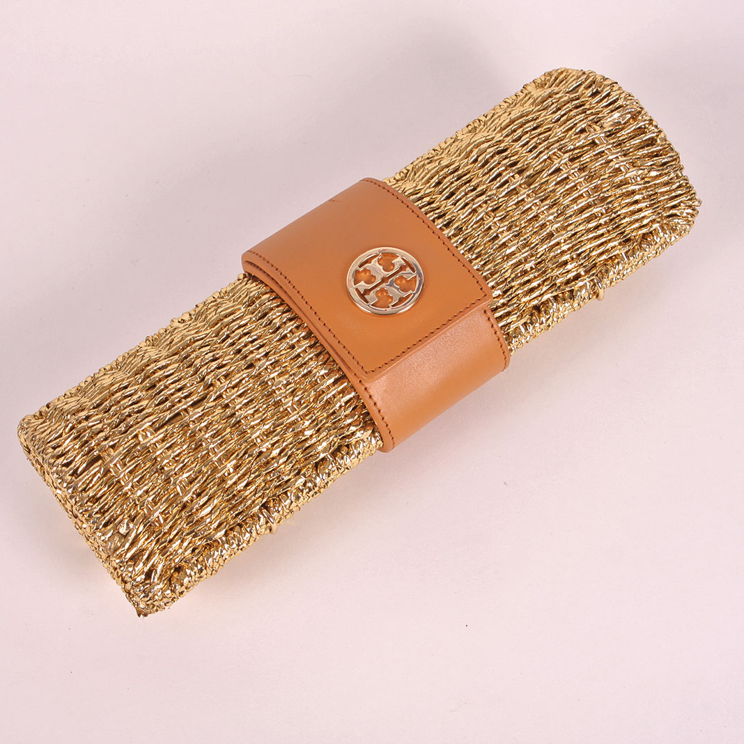 Tory Burch Gold Tone Metallic Clutch