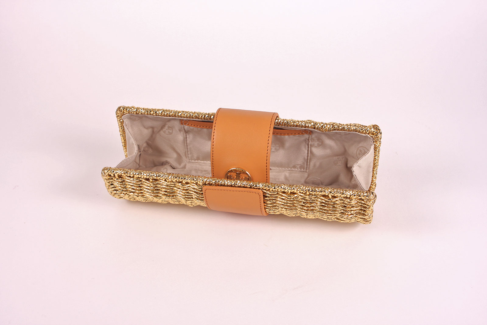 Tory Burch Gold Tone Metallic Clutch