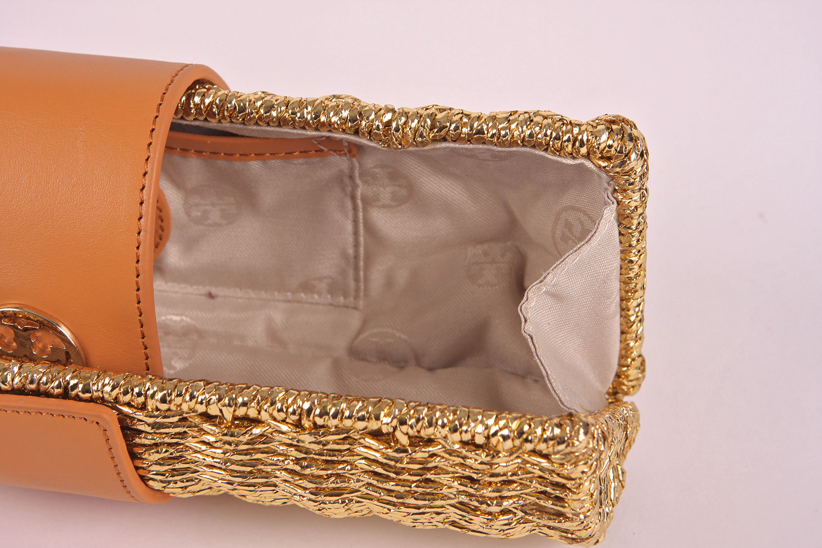 Tory Burch Gold Tone Metallic Clutch