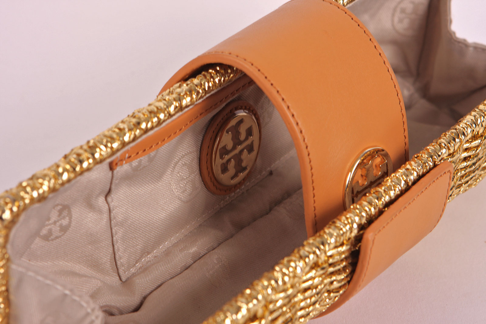 Tory Burch Gold Tone Metallic Clutch
