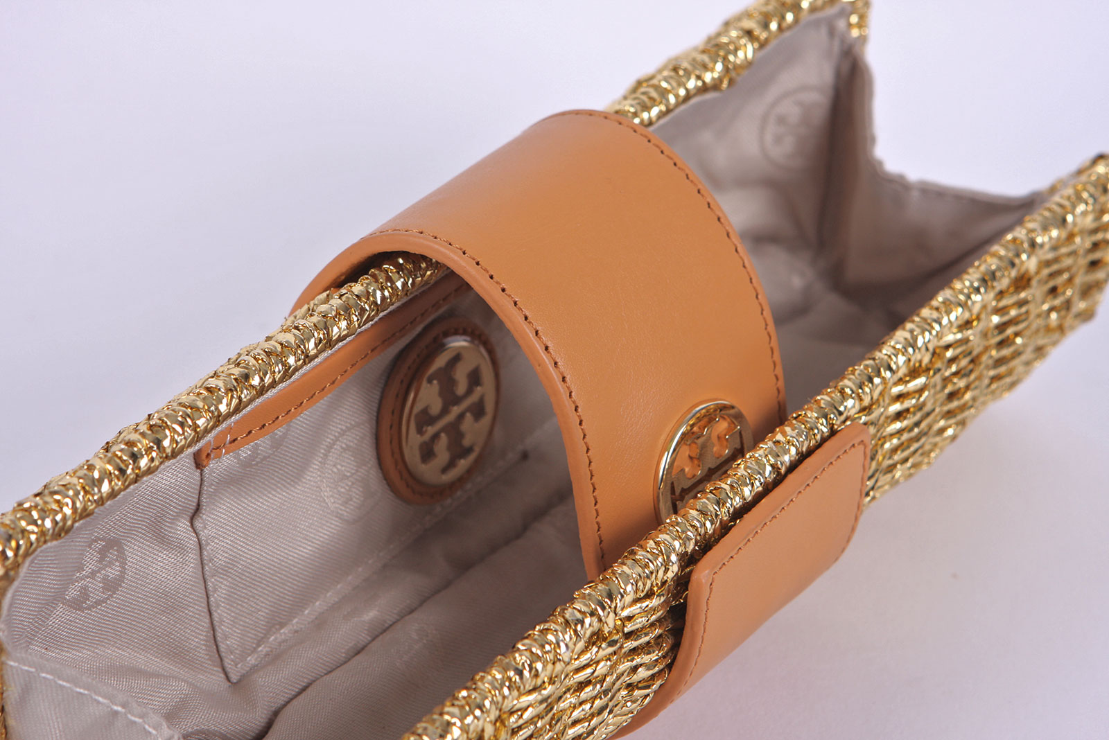 Tory Burch Gold Tone Metallic Clutch