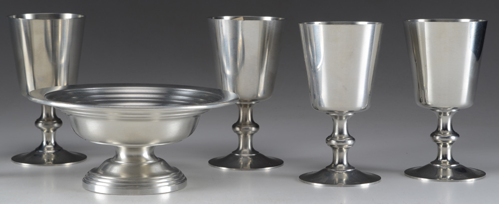 Assortment of Pewter Bowl and Cups