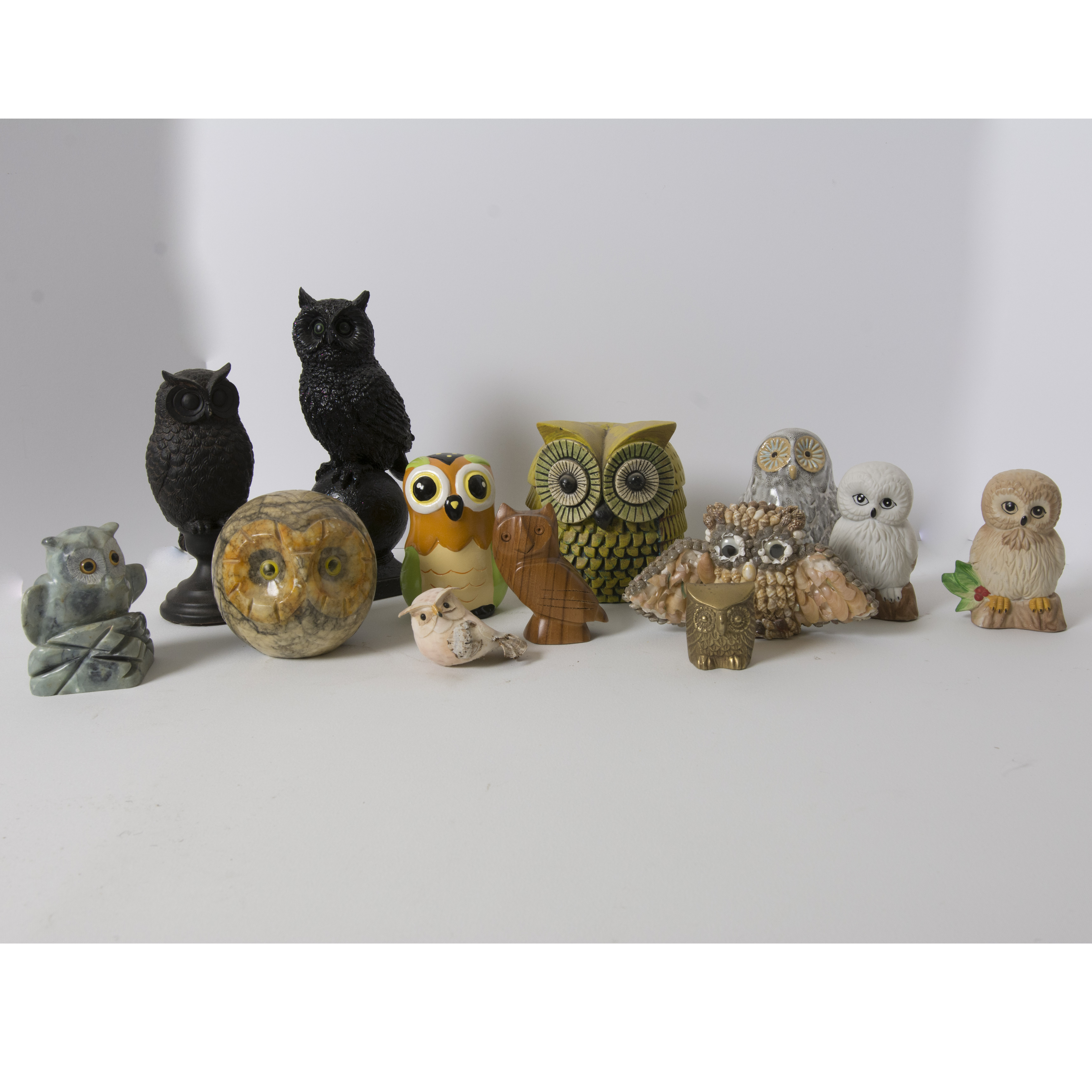 Selection of Owl Figurines Including Alabaster