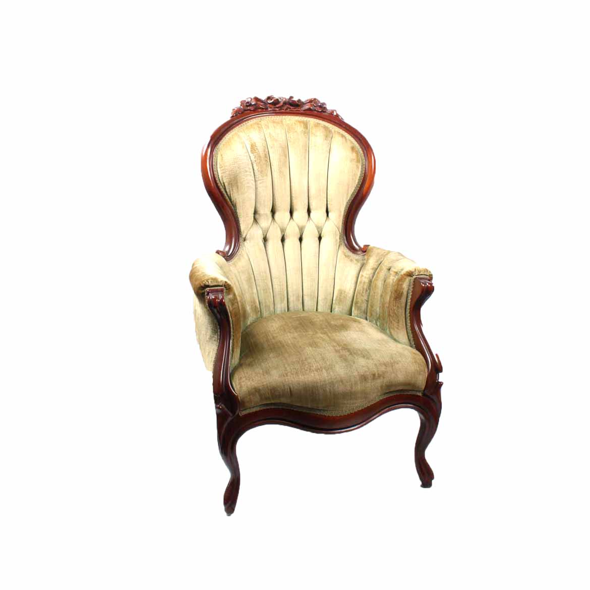 Victorian Green Velour Upholstered Chair