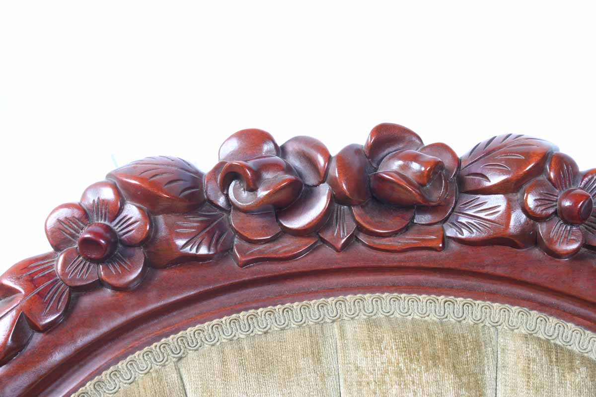 Victorian Green Velour Upholstered Chair