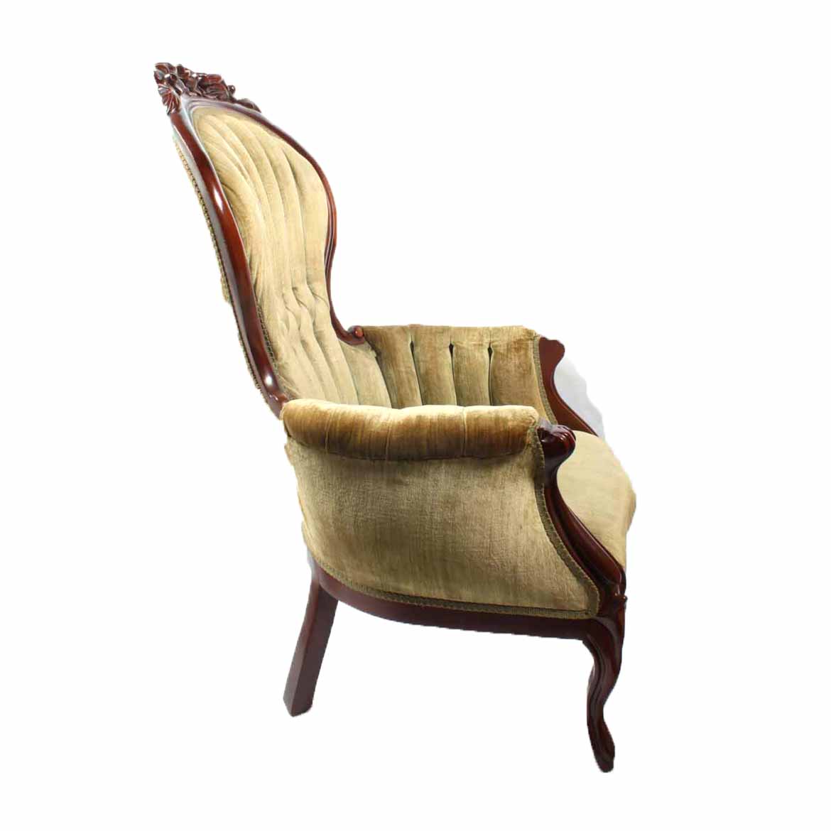 Victorian Green Velour Upholstered Chair