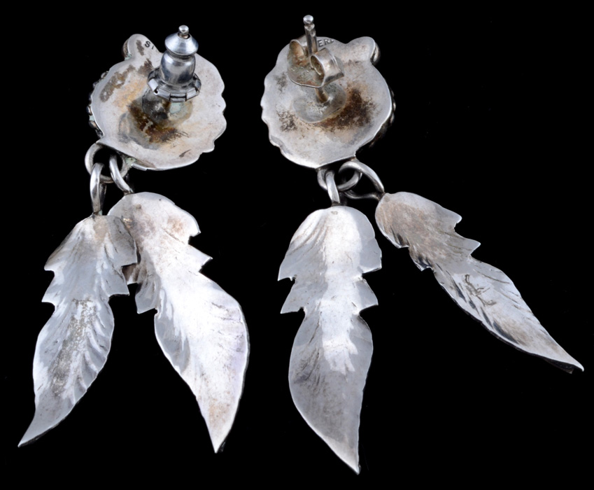 Native American Navajo Sterling Silver and Turquoise Dangle Earrings