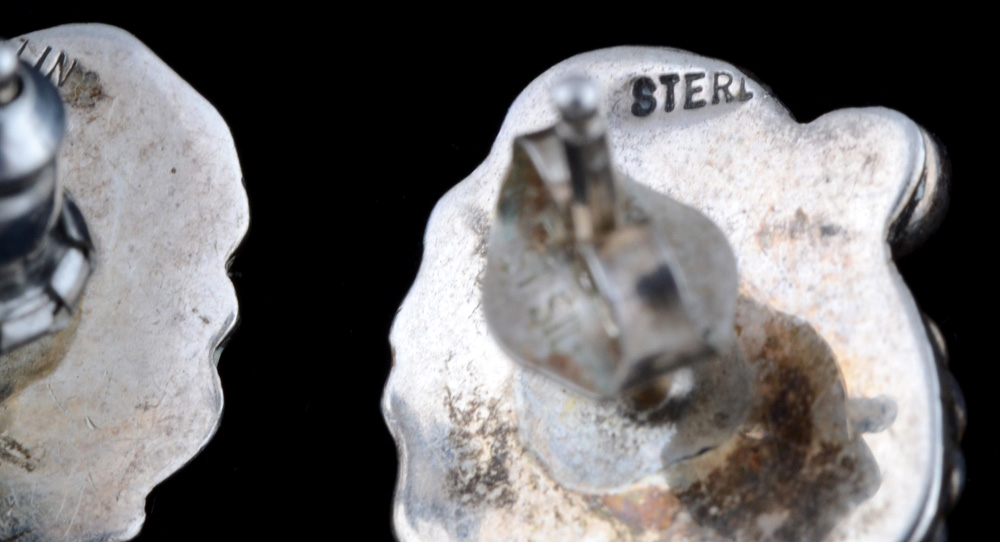 Native American Navajo Sterling Silver and Turquoise Dangle Earrings