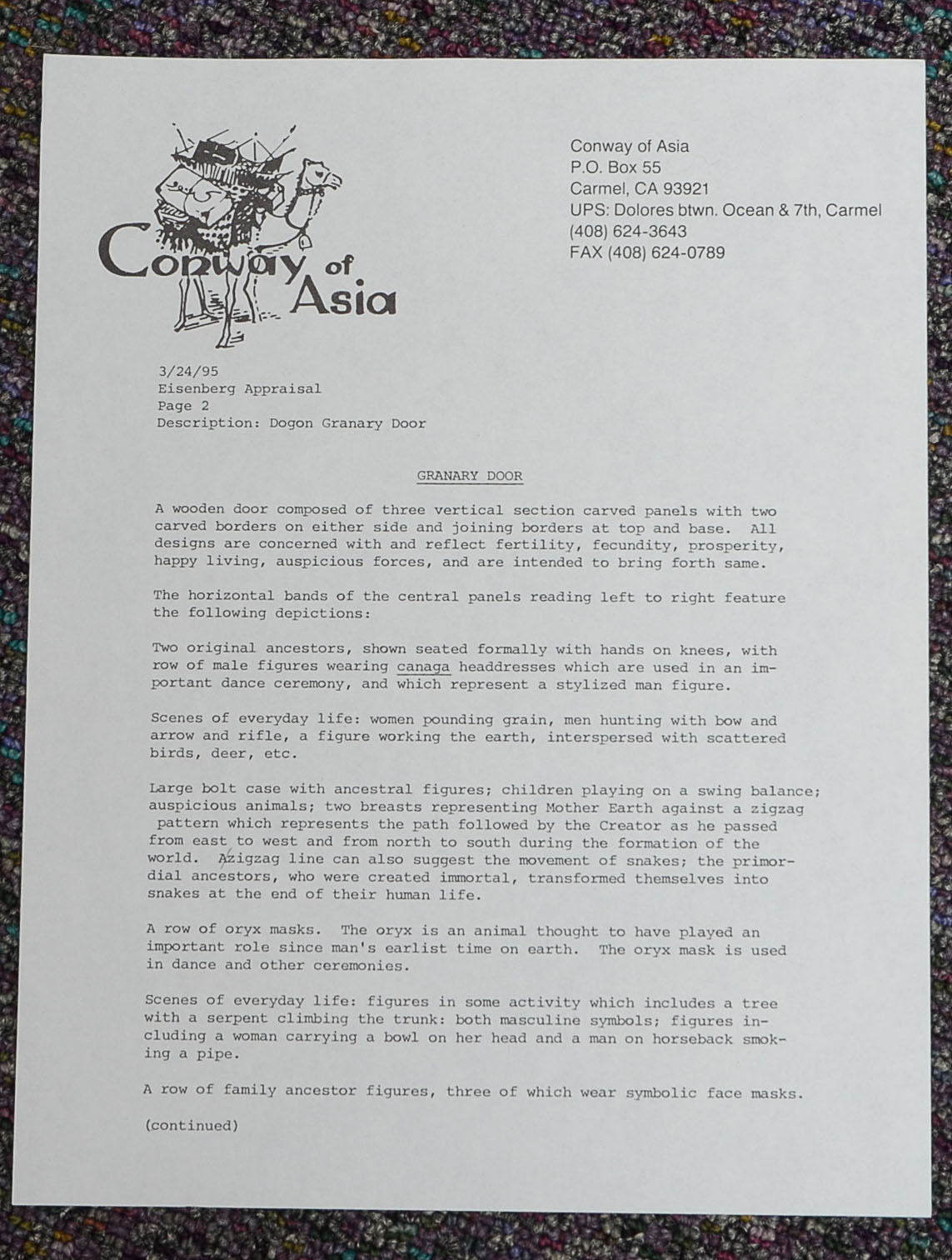 Malian Carved Granary Door