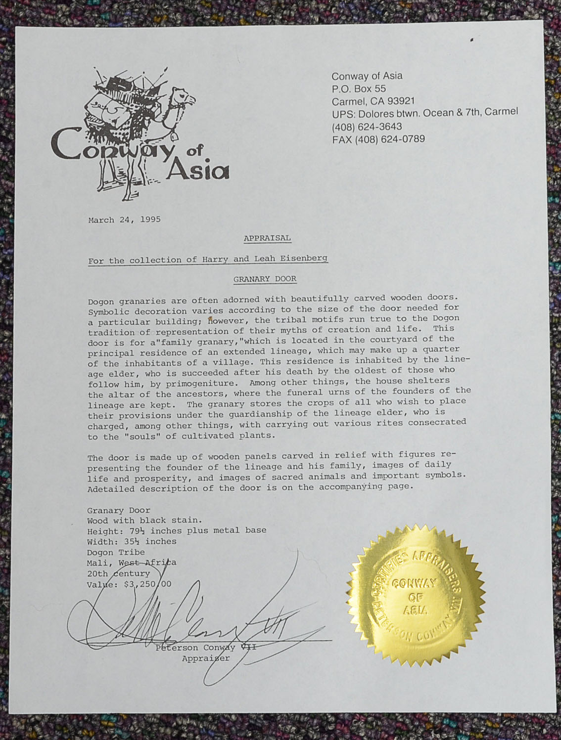 Malian Carved Granary Door