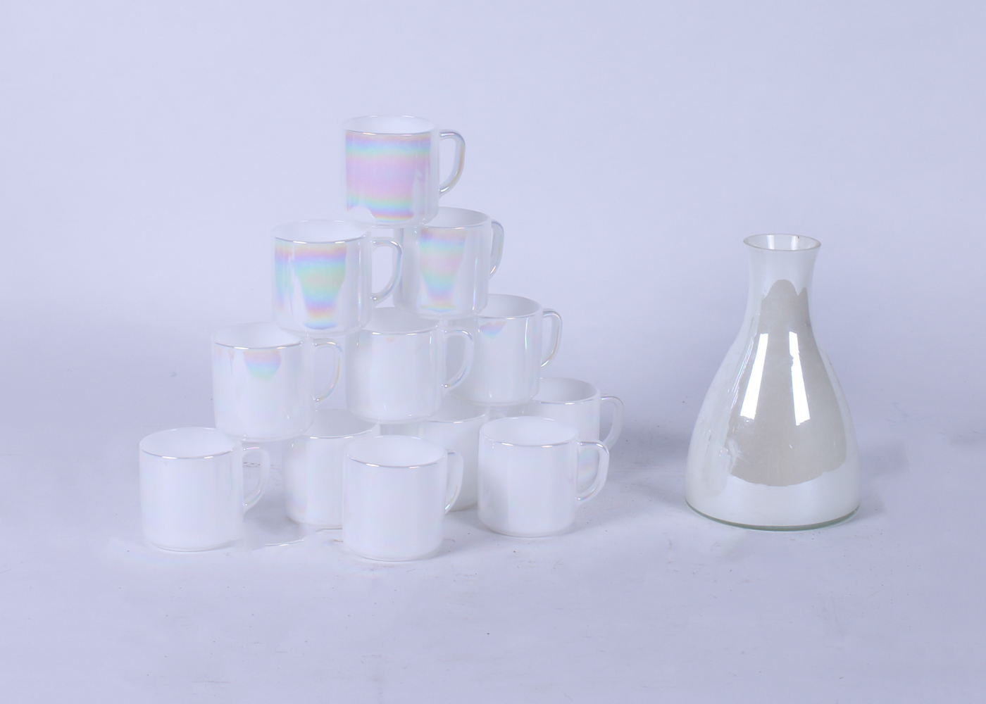 Vintage Opalescent Mug and Decanter Set