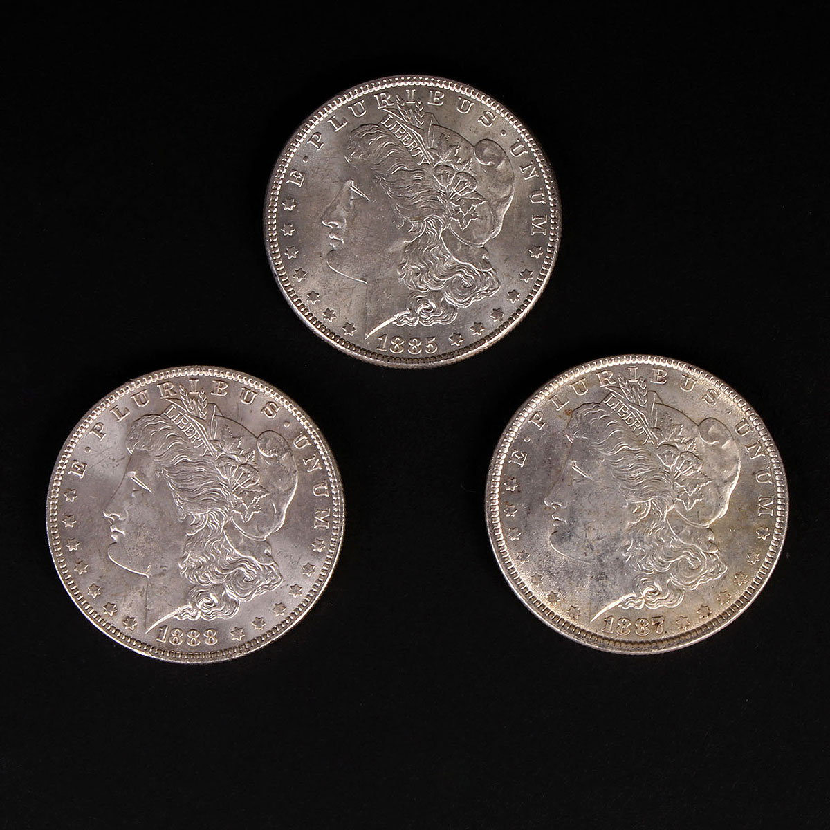 Three Morgan Silver Dollars