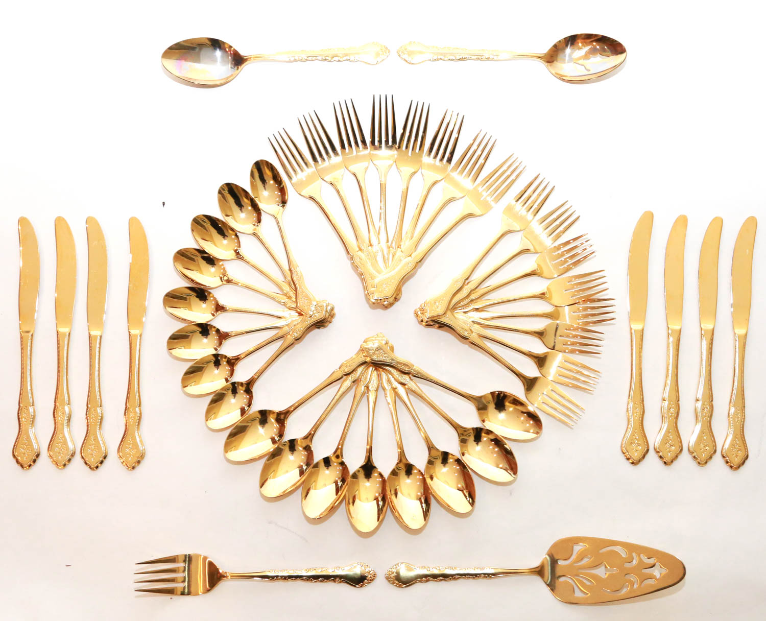 Rogers Company Gold Toned Stainless Steel Flatware Set
