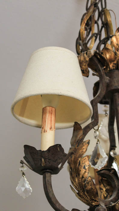 Cast Metal and Prism Chandelier