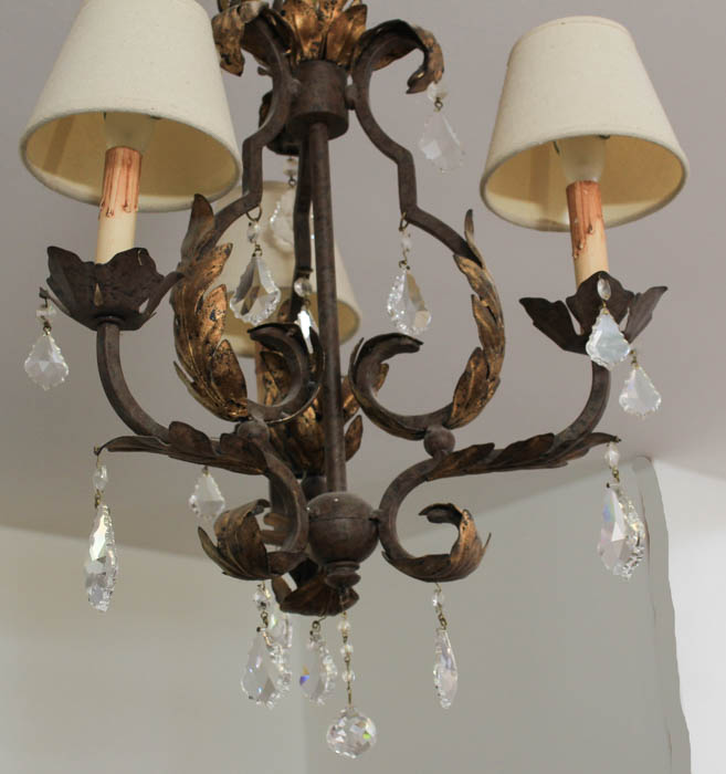 Cast Metal and Prism Chandelier