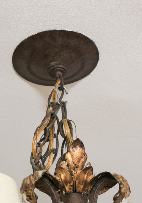 Cast Metal and Prism Chandelier