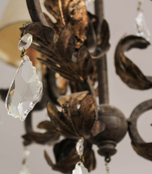 Cast Metal and Prism Chandelier