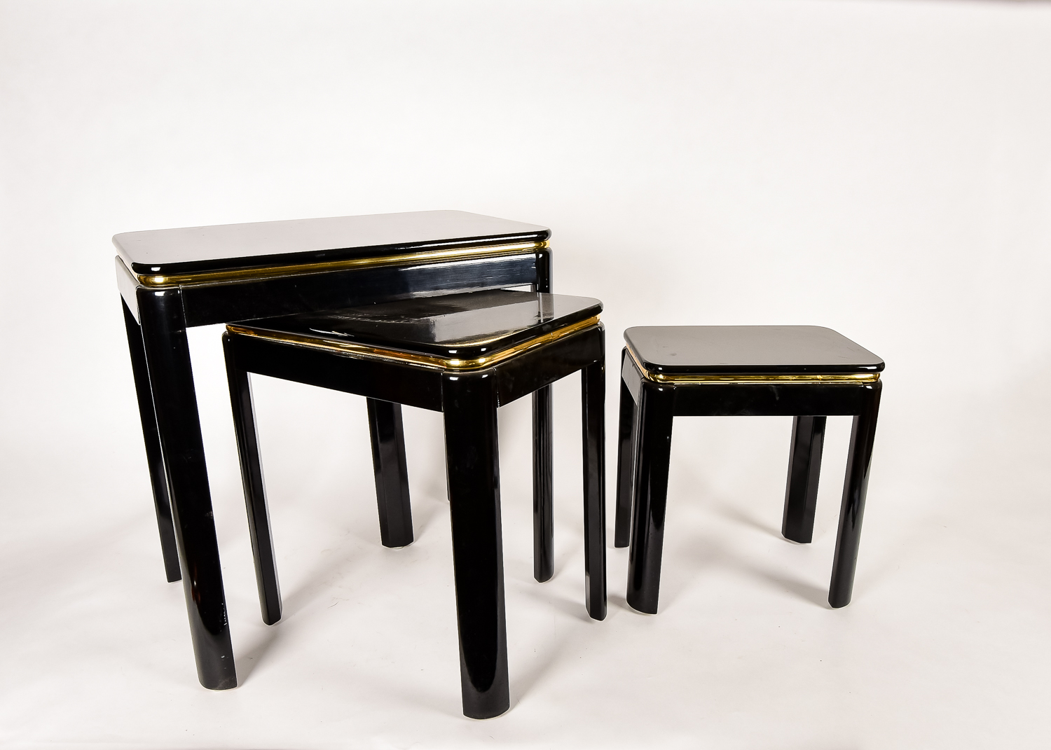 Three Black Lacquer Nesting Tables