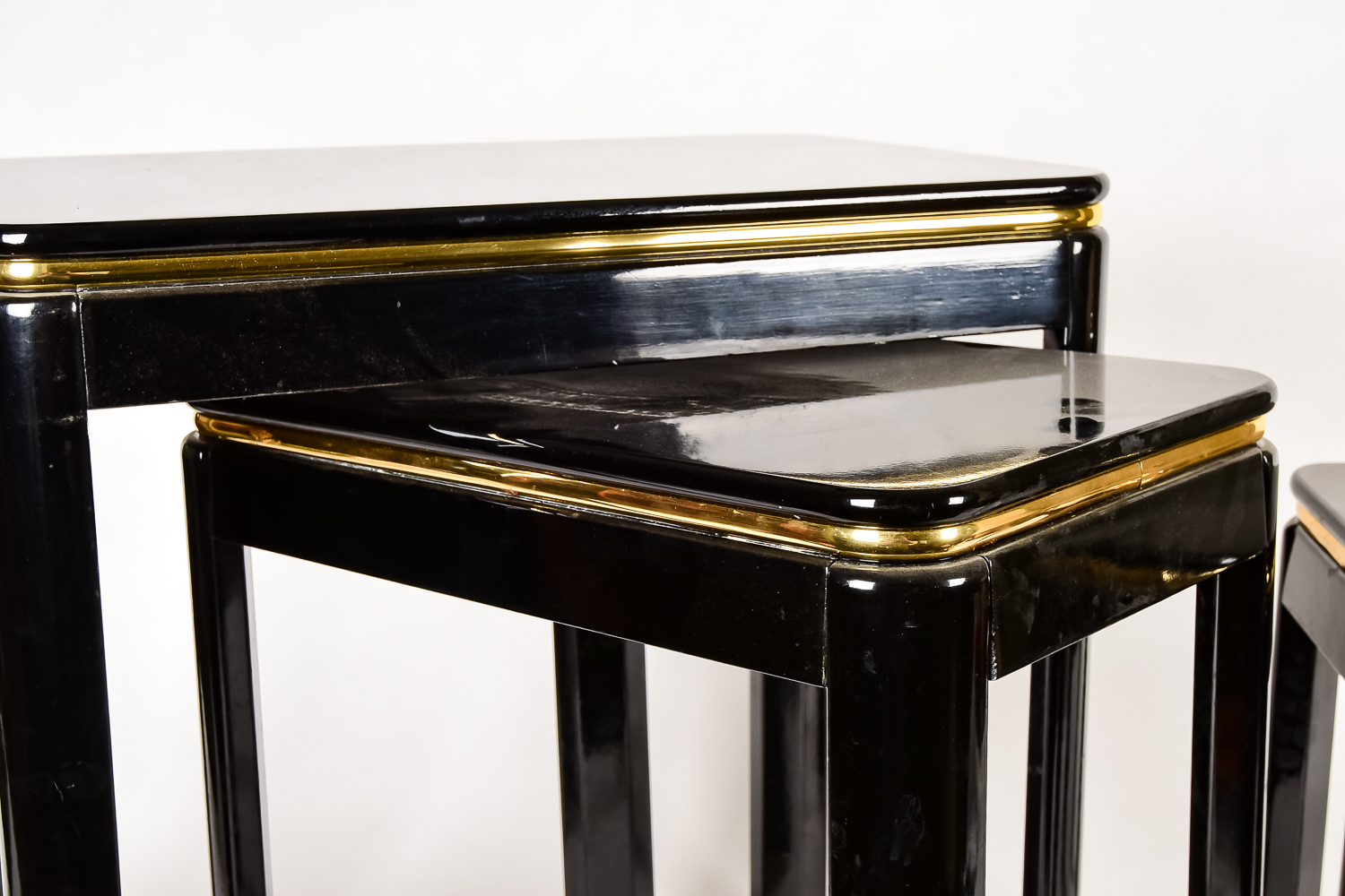 Three Black Lacquer Nesting Tables