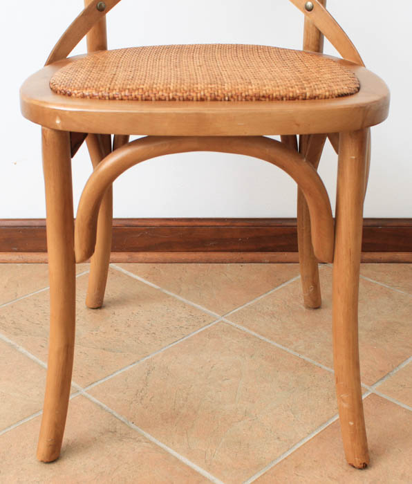 Pair of Wood and Rattan Dining Chairs