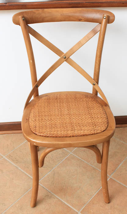 Pair of Wood and Rattan Dining Chairs