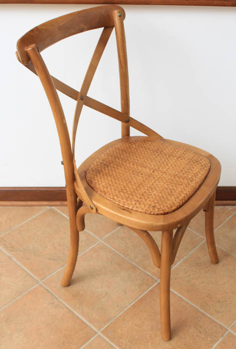 Pair of Wood and Rattan Dining Chairs