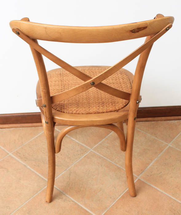 Pair of Wood and Rattan Dining Chairs
