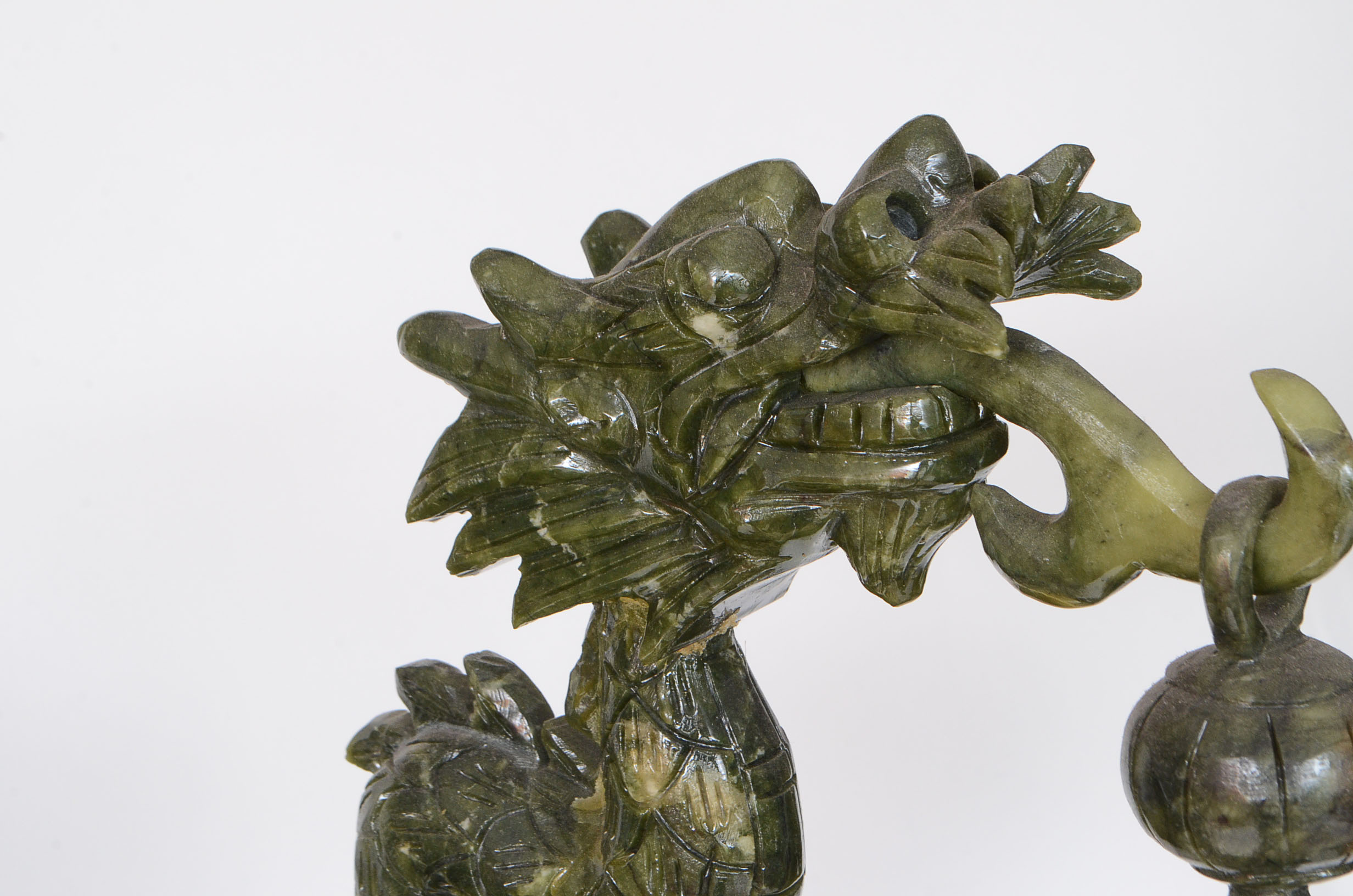 5' Carved Serpentine Ship Sculpture