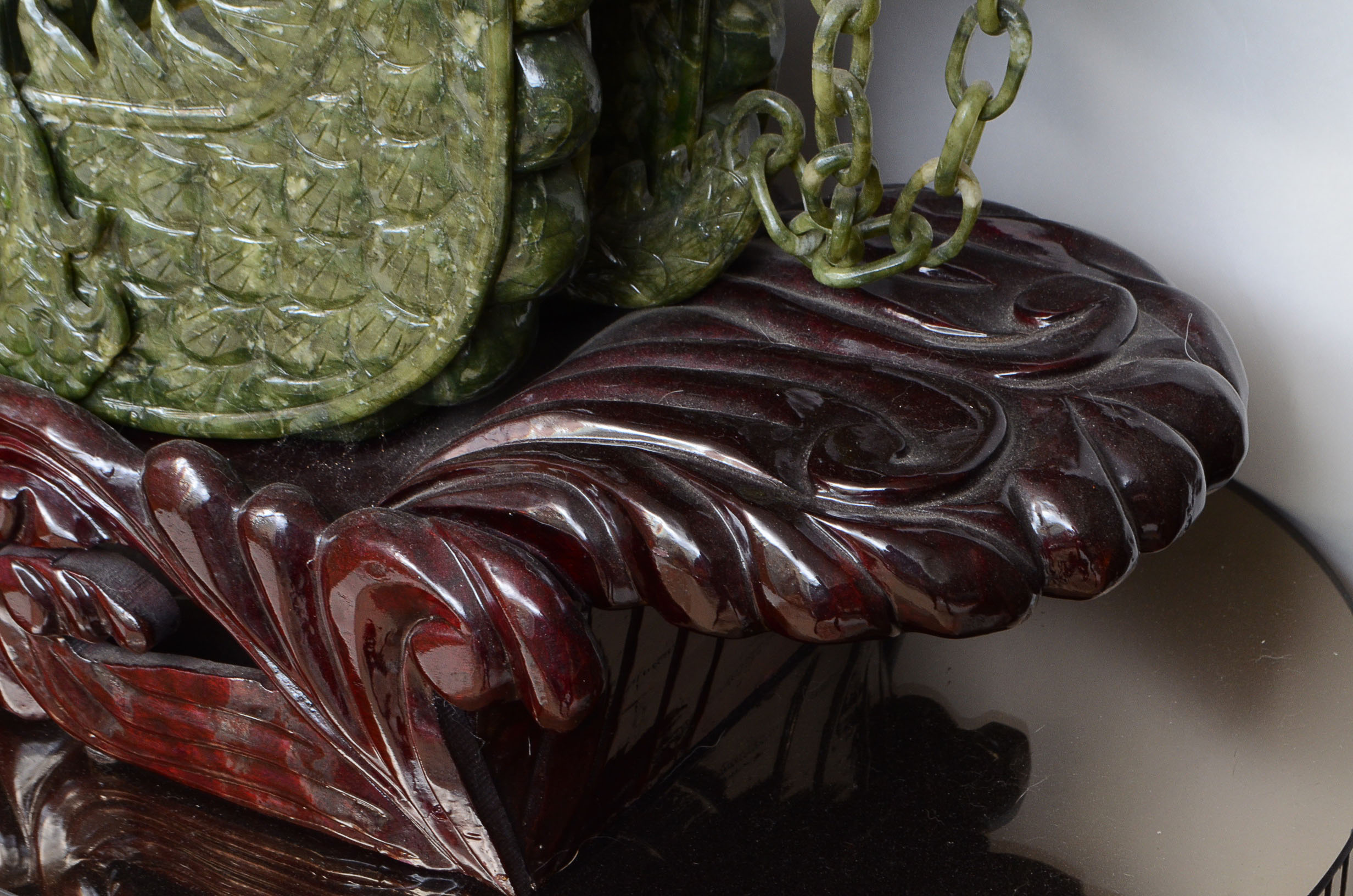 5' Carved Serpentine Ship Sculpture