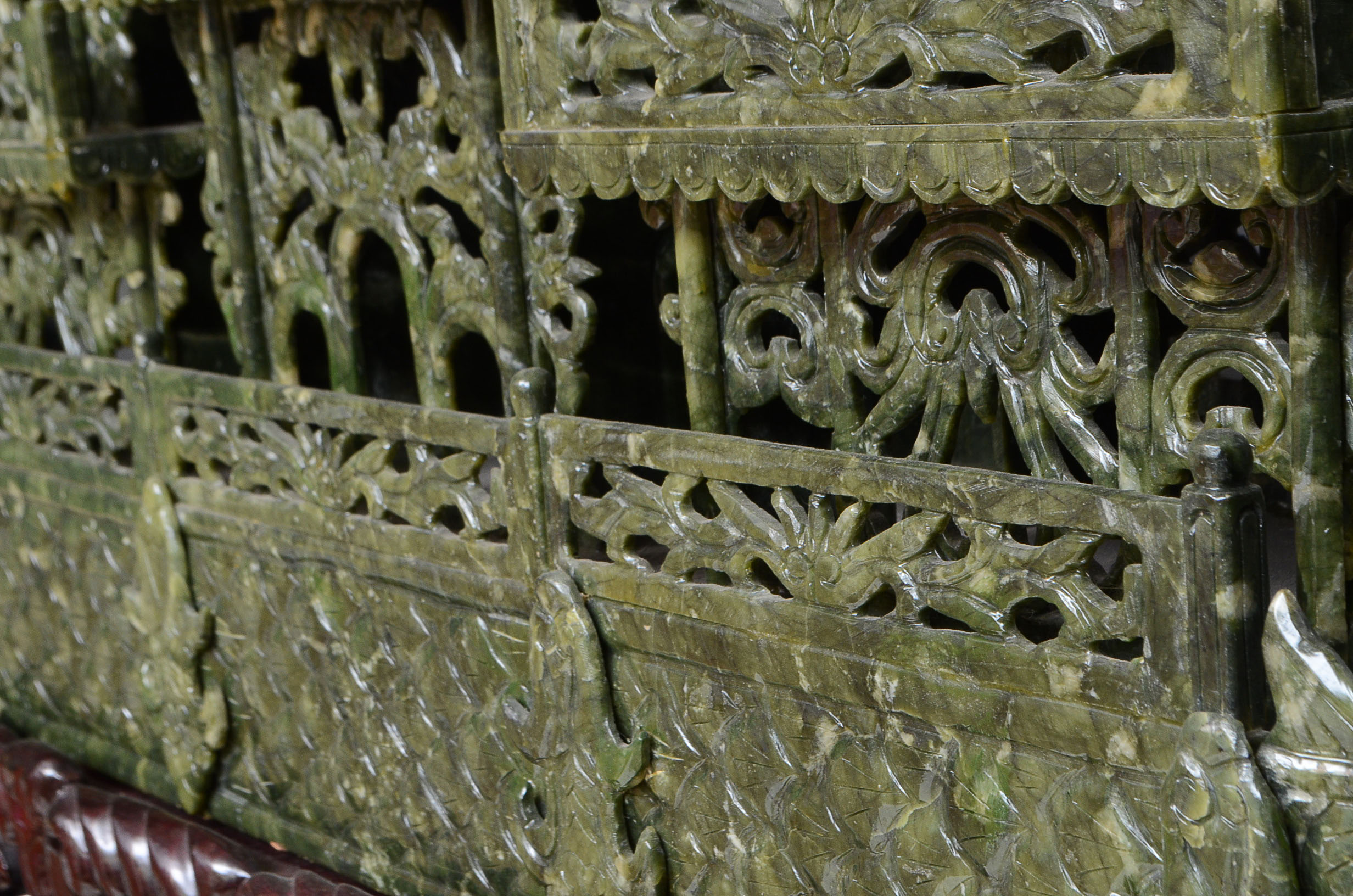 5' Carved Serpentine Ship Sculpture