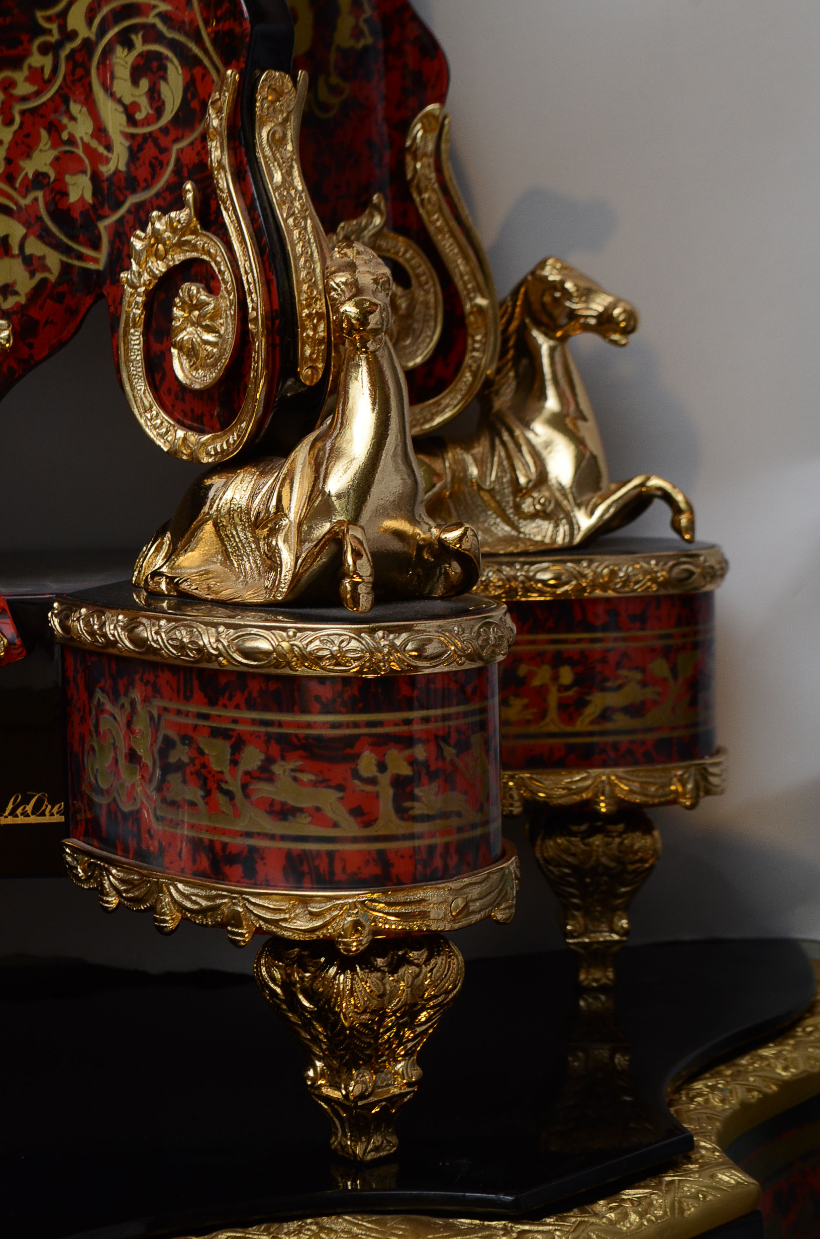 Italian Le Ore 24kt Gold Plate Clock and Table